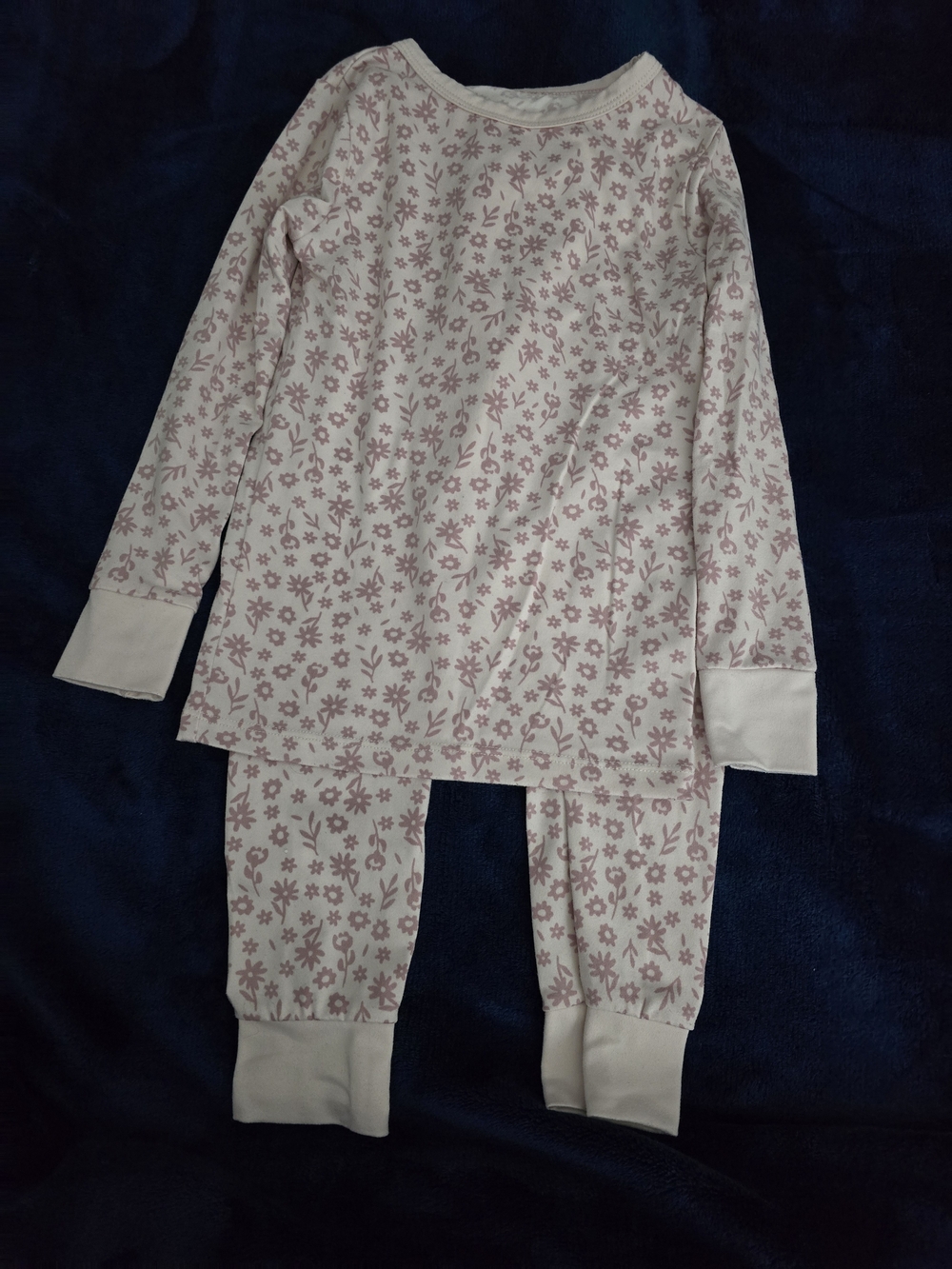 cloud island Cream and Pink Floral Long Sleeve Kids Pajama Set